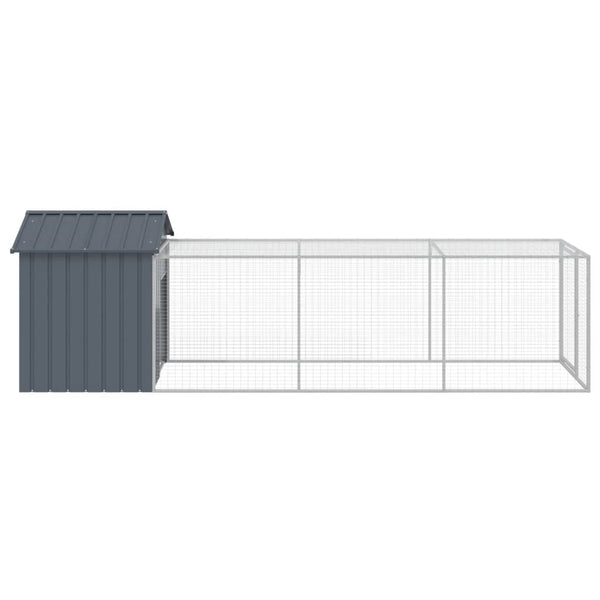 Chicken Cage With Run Anthracite 117X405x123 Cm Galvanised Steel Small Animal Cages & Hutches