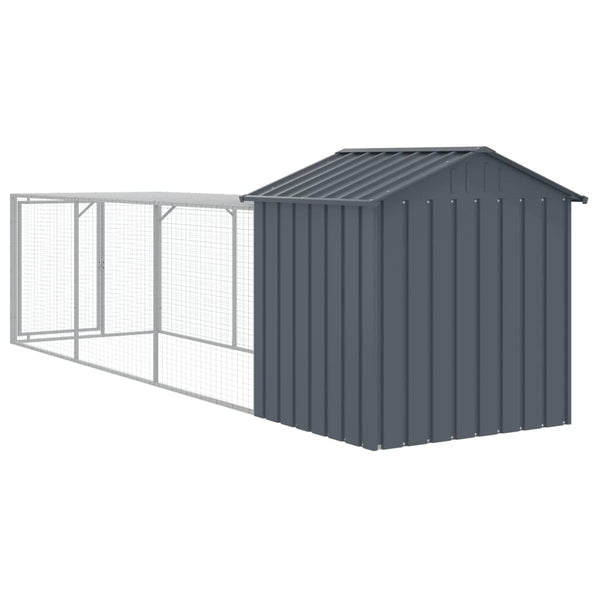 Chicken Cage With Run Anthracite 117X405x123 Cm Galvanised Steel Small Animal Cages & Hutches