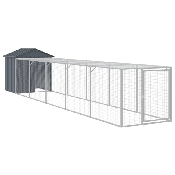 Chicken Cage With Run Anthracite 117X609x123 Cm Galvanised Steel Small Animal Cages & Hutches