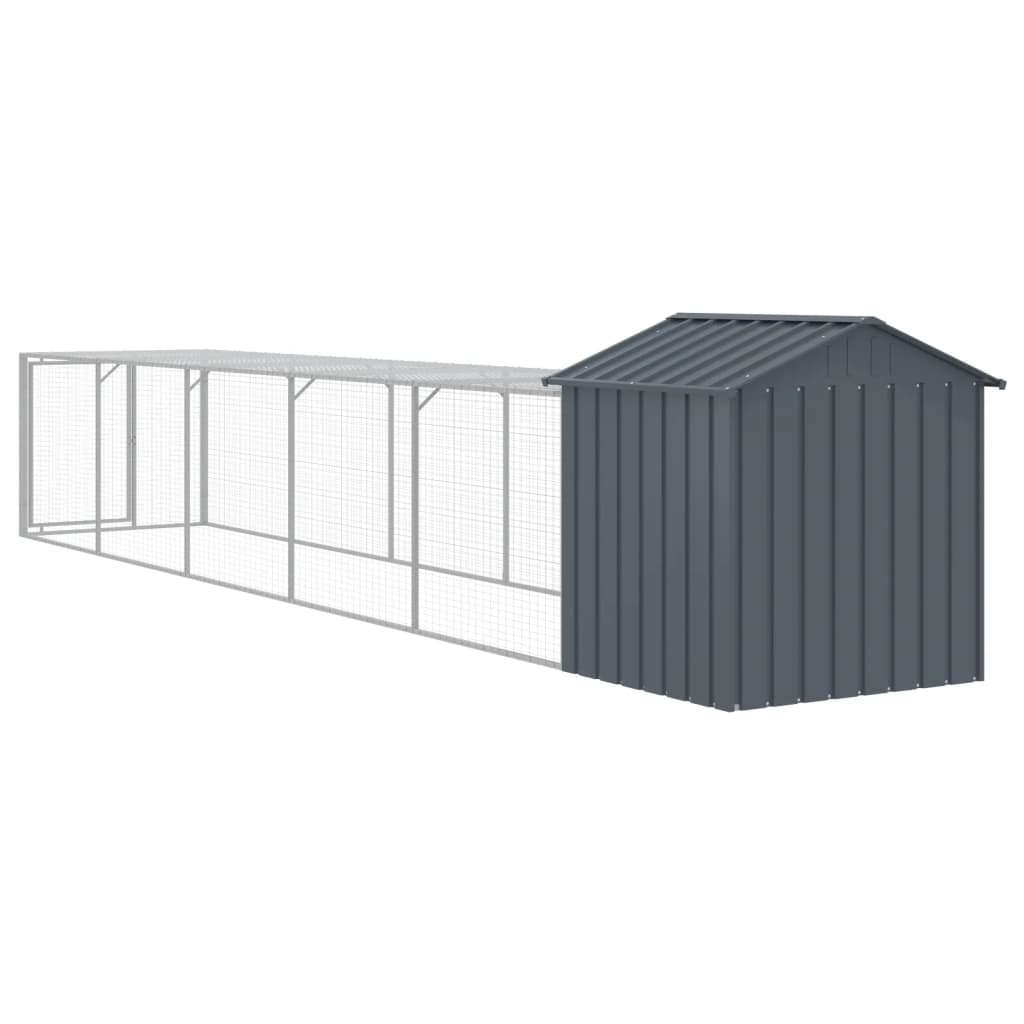 Chicken Cage With Run Anthracite 117X609x123 Cm Galvanised Steel Small Animal Cages & Hutches