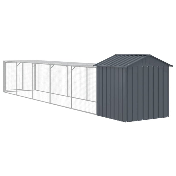 Chicken Cage With Run Anthracite 117X609x123 Cm Galvanised Steel Small Animal Cages & Hutches