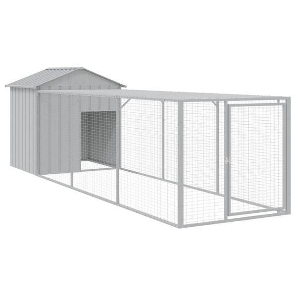 Chicken Cage With Run Light Grey 117X405x123 Cm Galvanised Steel Small Animal Cages & Hutches