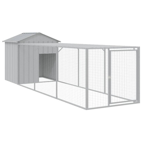 Chicken Cage With Run Light Grey 117X405x123 Cm Galvanised Steel Small Animal Cages & Hutches
