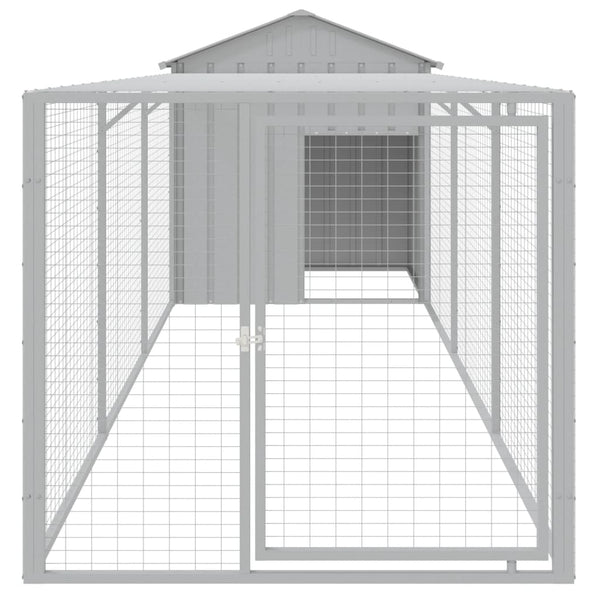 Chicken Cage With Run Light Grey 117X405x123 Cm Galvanised Steel Small Animal Cages & Hutches