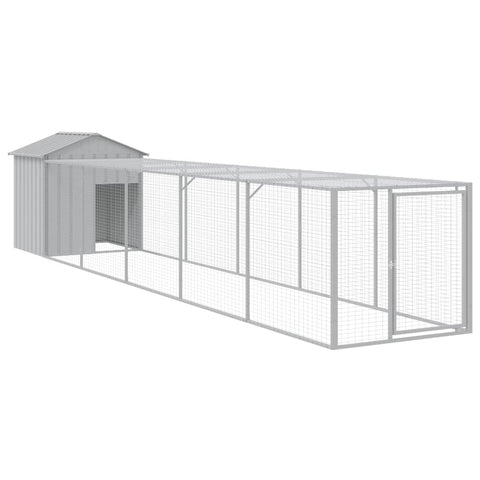 Chicken Cage With Run Light Grey 117X609x123 Cm Galvanised Steel Small Animal Cages & Hutches