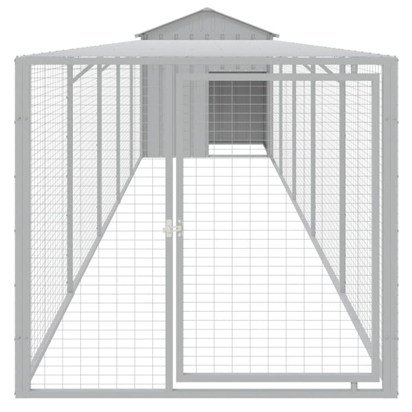Chicken Cage With Run Light Grey 117X609x123 Cm Galvanised Steel Small Animal Cages & Hutches