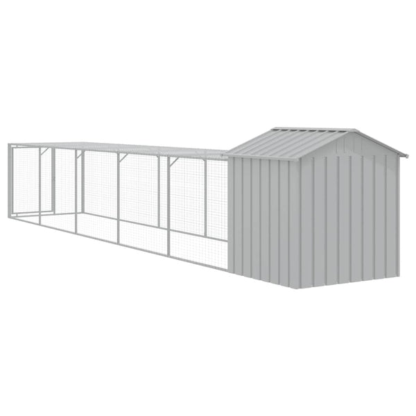 Chicken Cage With Run Light Grey 117X609x123 Cm Galvanised Steel Small Animal Cages & Hutches