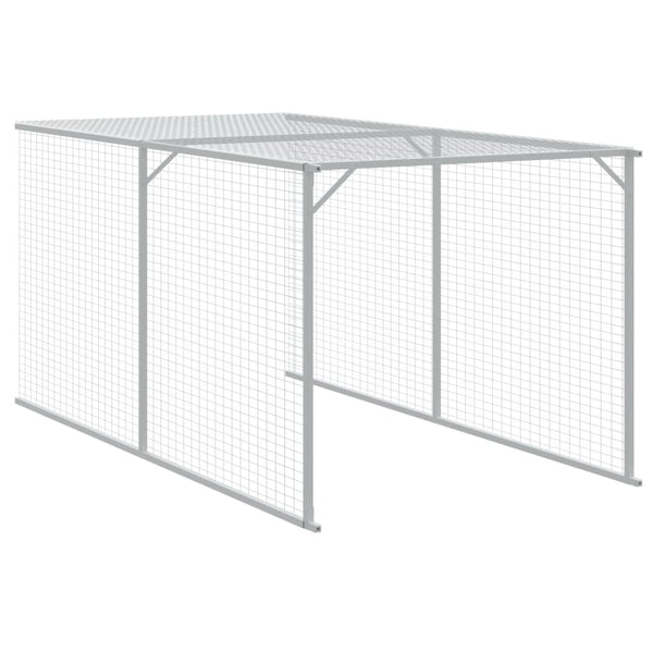 Chicken Cage With Run Light Grey 117X609x123 Cm Galvanised Steel Small Animal Cages & Hutches