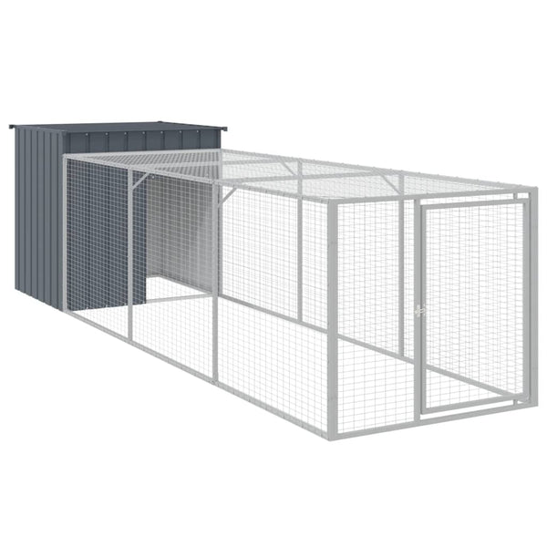 Chicken Cage With Run Anthracite 110X405x110 Cm Galvanised Steel Small Animal Cages & Hutches