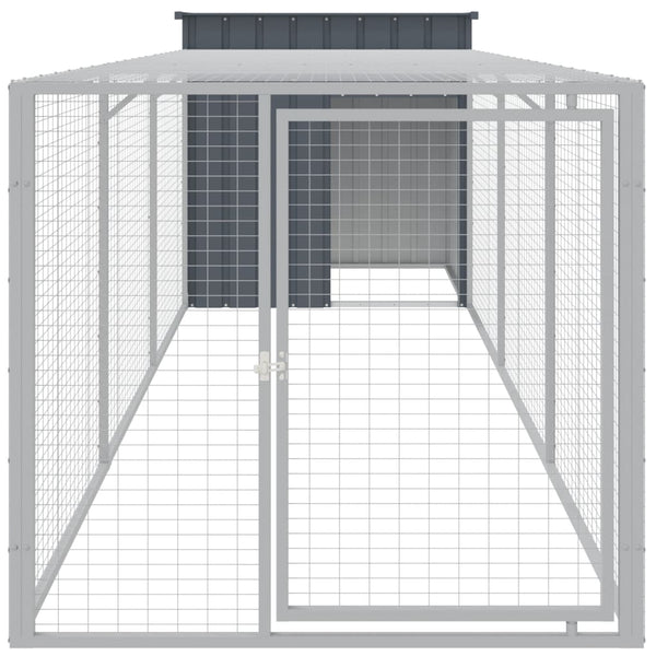 Chicken Cage With Run Anthracite 110X405x110 Cm Galvanised Steel Small Animal Cages & Hutches
