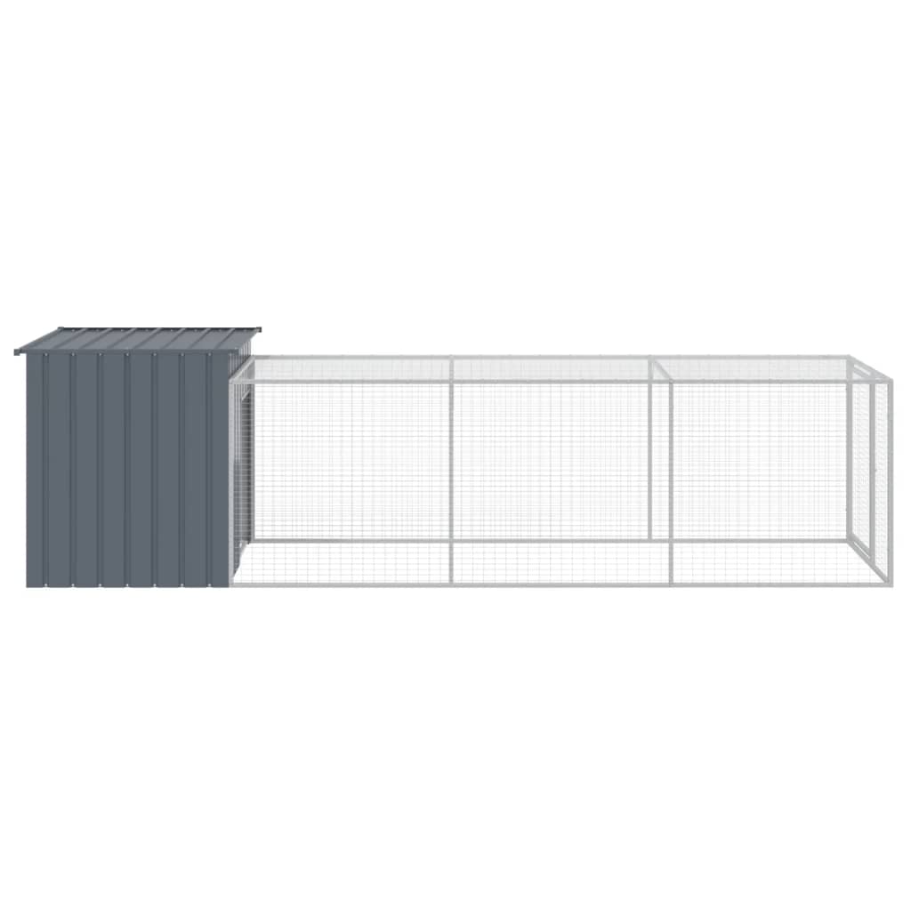 Chicken Cage With Run Anthracite 110X405x110 Cm Galvanised Steel Small Animal Cages & Hutches