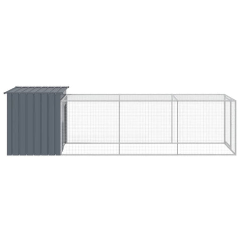 Chicken Cage With Run Anthracite 110X405x110 Cm Galvanised Steel Small Animal Cages & Hutches