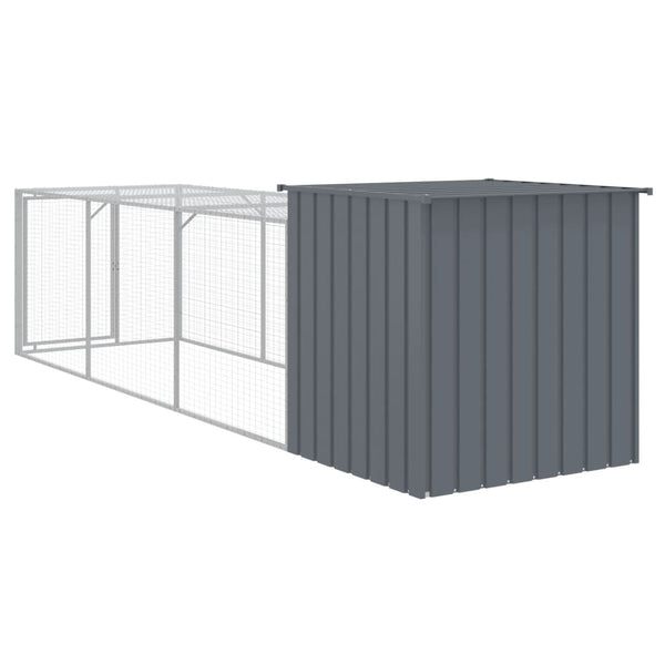 Chicken Cage With Run Anthracite 110X405x110 Cm Galvanised Steel Small Animal Cages & Hutches