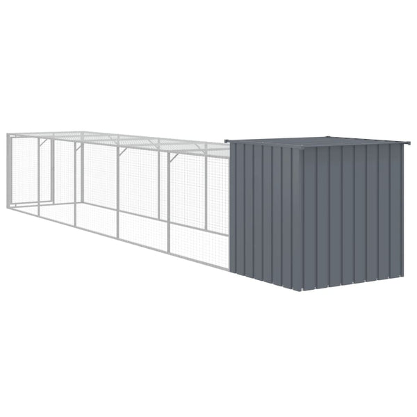 Chicken Cage With Run Anthracite 110X609x110 Cm Galvanised Steel Small Animal Cages & Hutches
