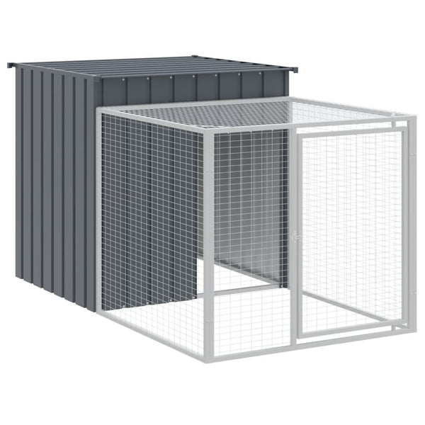 Chicken Cage With Run Anthracite 110X609x110 Cm Galvanised Steel Small Animal Cages & Hutches