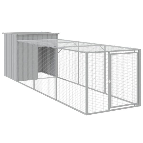 Vidaxl Chicken Cage With Run Light Grey 110X405x110 Cm Galvanised Steel Small Animal Cages & Hutches