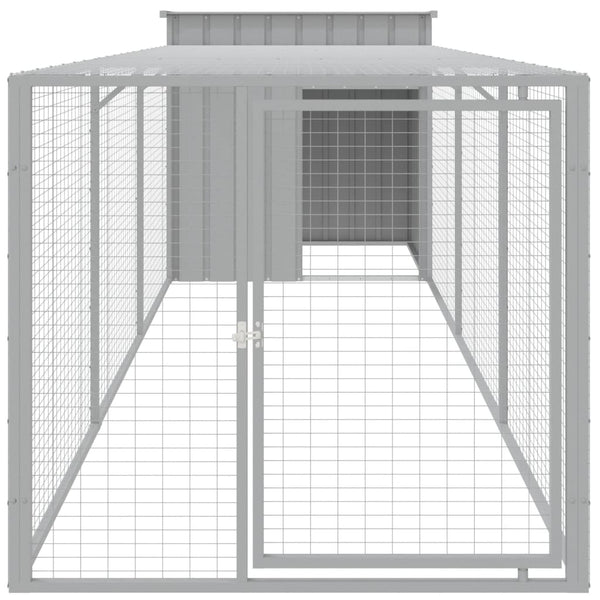 Vidaxl Chicken Cage With Run Light Grey 110X405x110 Cm Galvanised Steel Small Animal Cages & Hutches