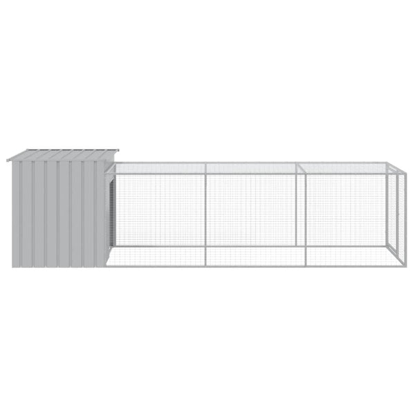 Vidaxl Chicken Cage With Run Light Grey 110X405x110 Cm Galvanised Steel Small Animal Cages & Hutches