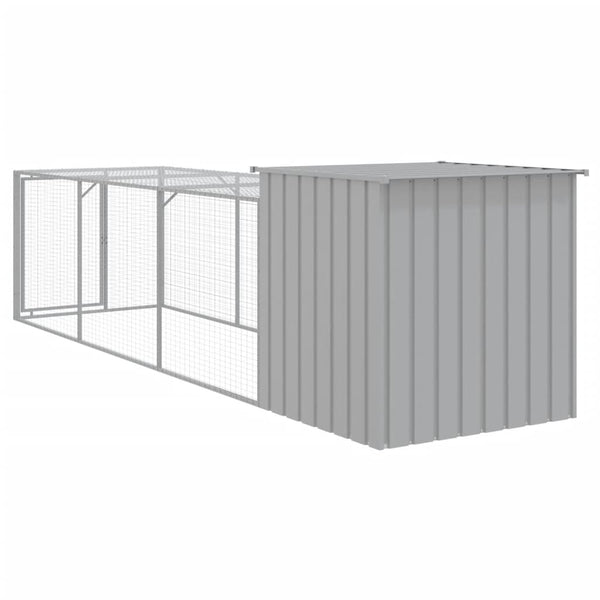Vidaxl Chicken Cage With Run Light Grey 110X405x110 Cm Galvanised Steel Small Animal Cages & Hutches