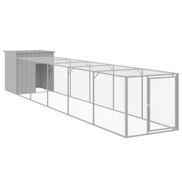 Chicken Cage With Run Light Grey 110X609x110 Cm Galvanised Steel Small Animal Cages & Hutches