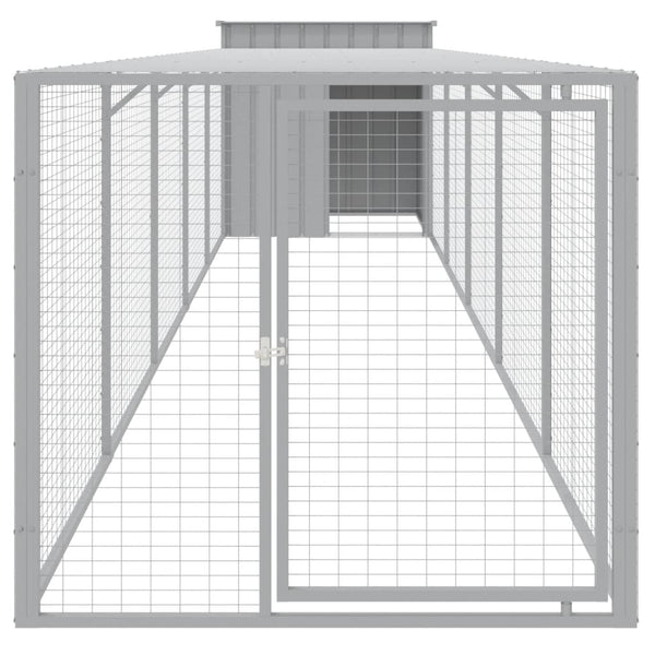 Chicken Cage With Run Light Grey 110X609x110 Cm Galvanised Steel Small Animal Cages & Hutches