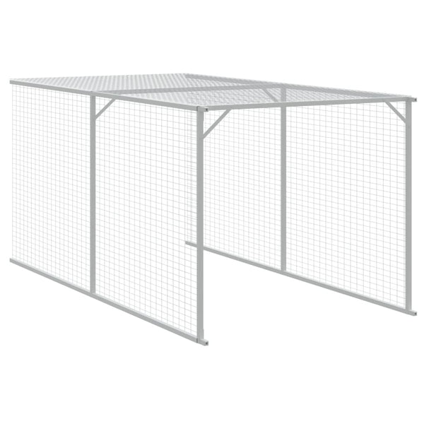 Vidaxl Chicken Cage With Run Light Grey 110X609x110 Cm Galvanised Steel Small Animal Cages & Hutches