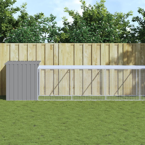 Chicken Cage With Run Light Grey 110X609x110 Cm Galvanised Steel Small Animal Cages & Hutches