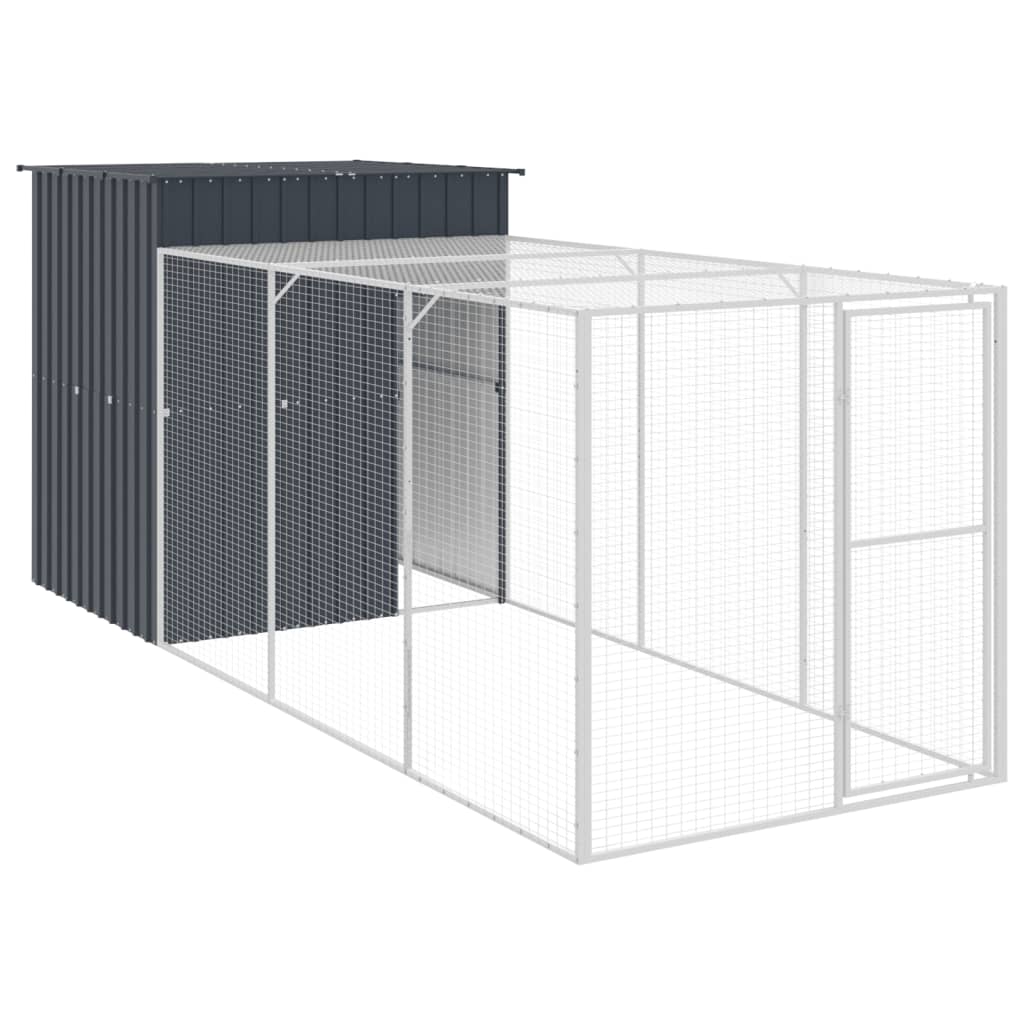 Chicken Cage With Run Anthracite 165X455x181 Cm Galvanised Steel Small Animal Cages & Hutches