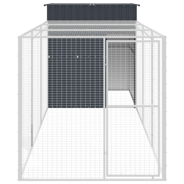 Chicken Cage With Run Anthracite 165X455x181 Cm Galvanised Steel Small Animal Cages & Hutches