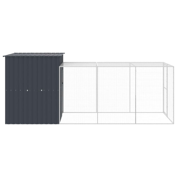 Chicken Cage With Run Anthracite 165X455x181 Cm Galvanised Steel Small Animal Cages & Hutches
