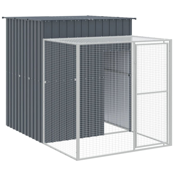 Chicken Cage With Run Anthracite 165X455x181 Cm Galvanised Steel Small Animal Cages & Hutches