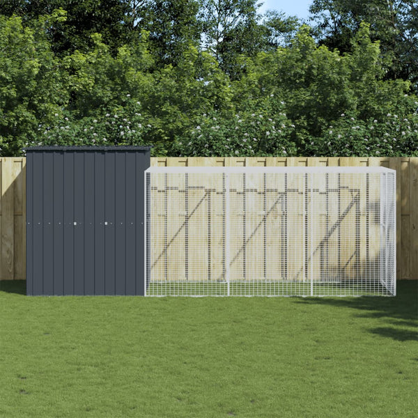 Chicken Cage With Run Anthracite 165X455x181 Cm Galvanised Steel Small Animal Cages & Hutches