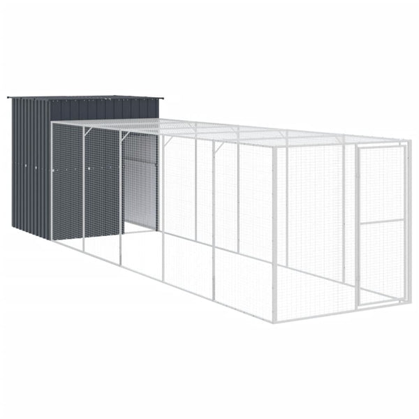 Chicken Cage With Run Anthracite 165X659x181 Cm Galvanised Steel Small Animal Cages & Hutches