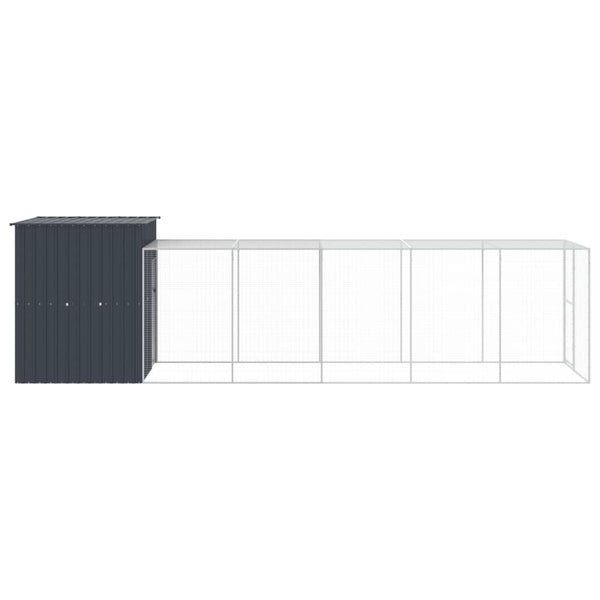 Chicken Cage With Run Anthracite 165X659x181 Cm Galvanised Steel Small Animal Cages & Hutches