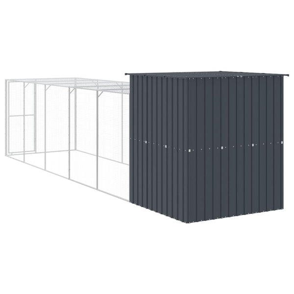 Chicken Cage With Run Anthracite 165X659x181 Cm Galvanised Steel Small Animal Cages & Hutches