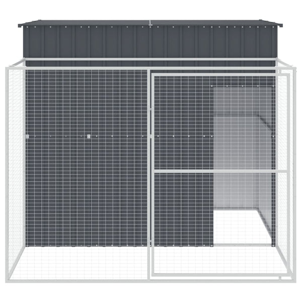 Dog House With Run Anthracite 214X253x181 Cm Galvanised Steel Dog Cages