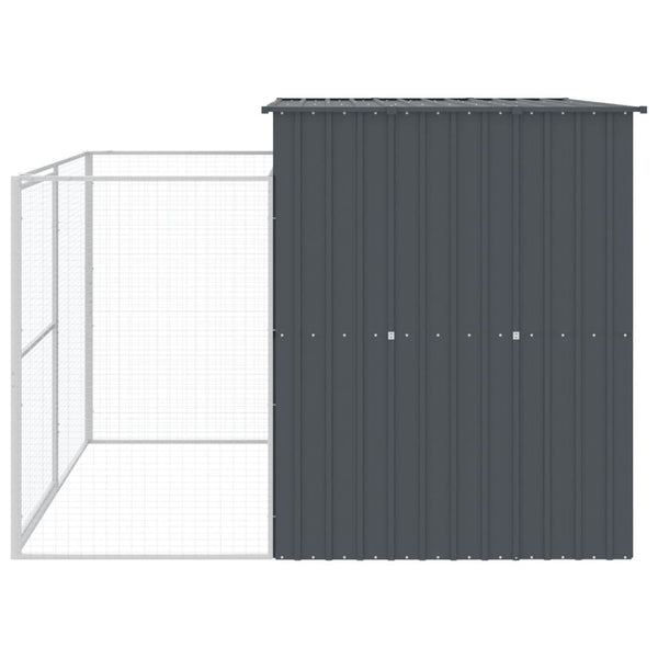 Dog House With Run Anthracite 214X253x181 Cm Galvanised Steel Dog Cages