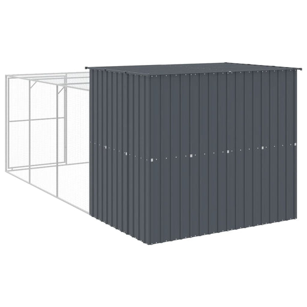 Dog House With Run Anthracite 214X457x181 Cm Galvanised Steel Dog Cages