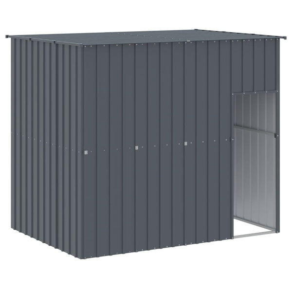 Dog House With Run Anthracite 214X457x181 Cm Galvanised Steel Dog Cages