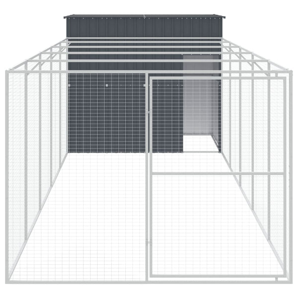 Dog House With Run Anthracite 214X661x181 Cm Galvanised Steel Dog Cages