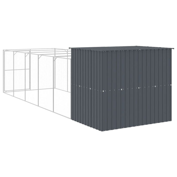 Dog House With Run Anthracite 214X661x181 Cm Galvanised Steel Dog Cages