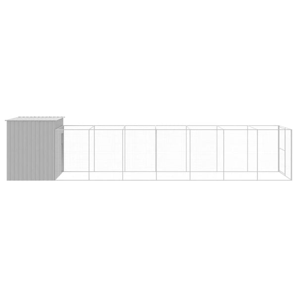 Dog House With Run Light Grey 214X865x181 Cm Galvanised Steel Dog Cages