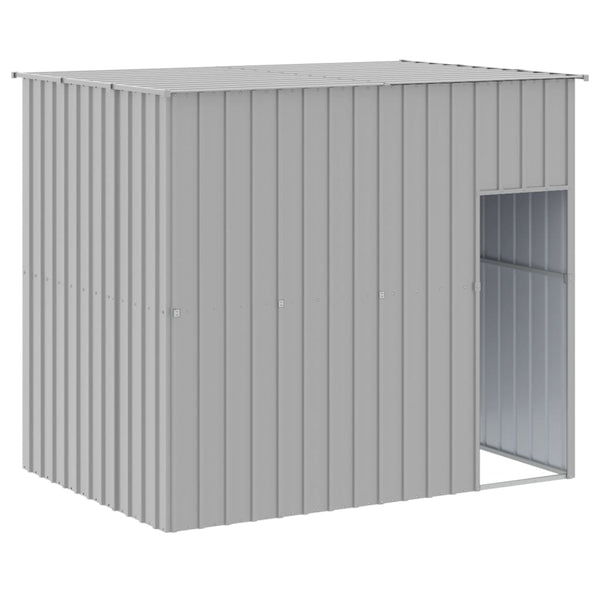 Dog House With Run Light Grey 214X865x181 Cm Galvanised Steel Dog Cages