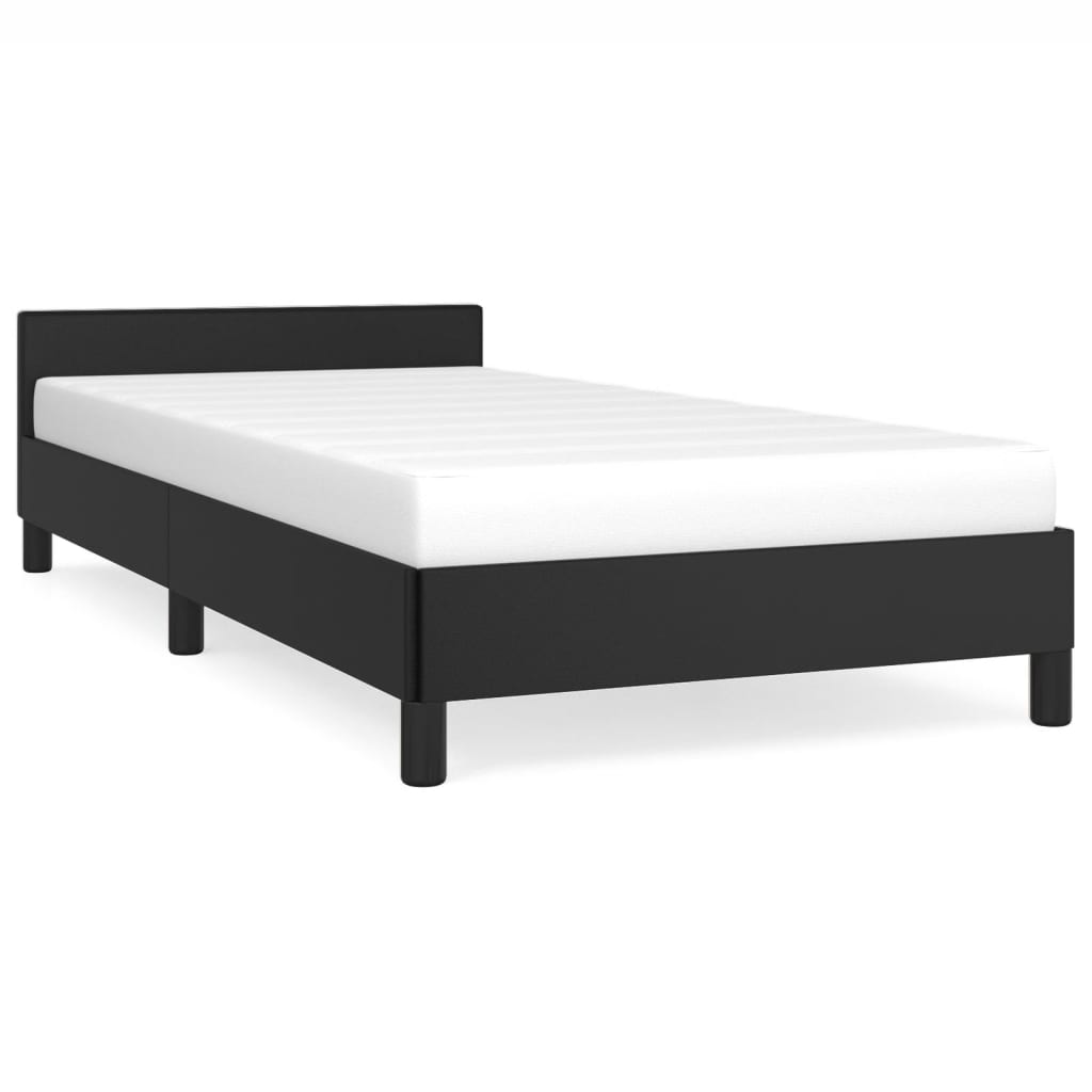 Bed Frame Black 107X203 Cm King Single Size Faux Leather King Single Bed Frames