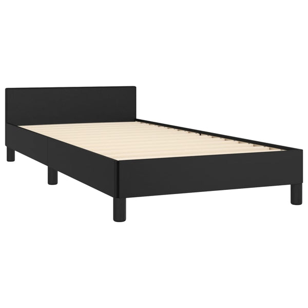 Bed Frame Black 107X203 Cm King Single Size Faux Leather King Single Bed Frames