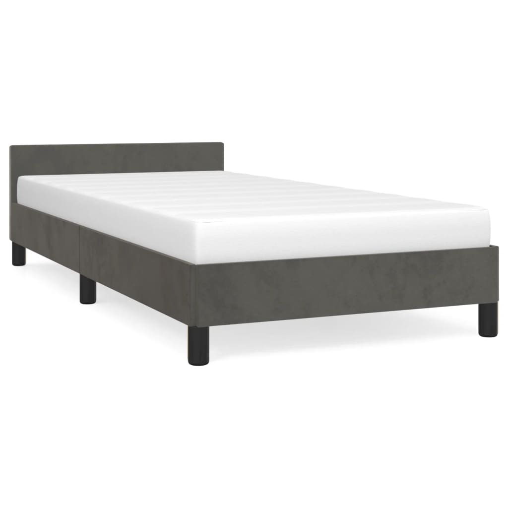 Bed Frame Dark Grey 107X203 Cm King Single Size Velvet King Single Bed Frames