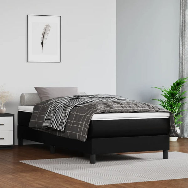 Vidaxl Box Spring Bed Without Mattress Black King Single Size Faux Leather Single Bed Frames