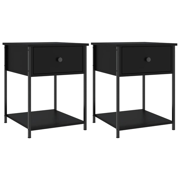 2 Pcs Black 44X45x58 Cm Engineered Wood Bedside Tables