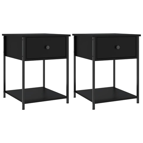 2 Pcs Black 44X45x58 Cm Engineered Wood Bedside Tables