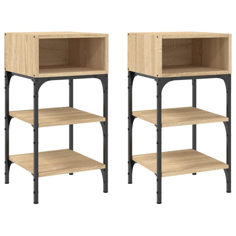 2 Pcs Sonoma Oak 35X34.5X70 Cm Engineered Wood Bedside Tables